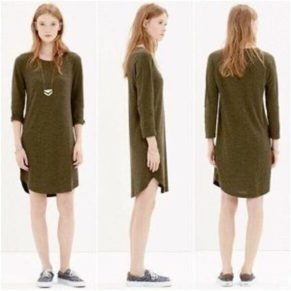 Madewell Cointoss Dress in Heathered Hunter Green